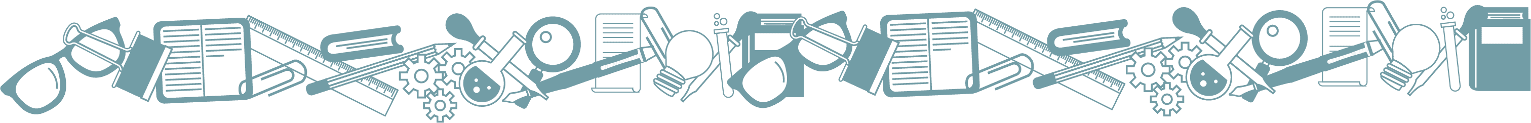 Divider image with various school supplies and studious objects.